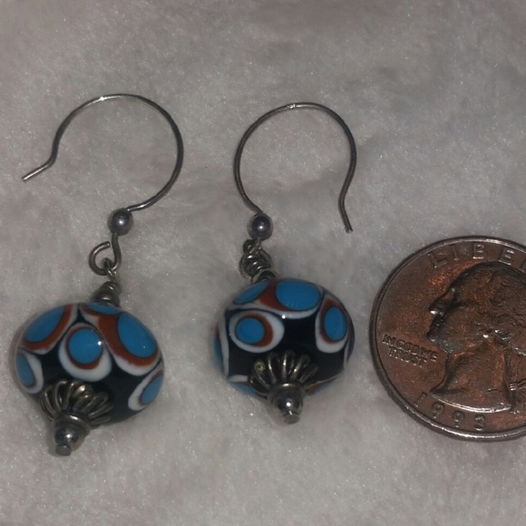 beautiful blue dangle earrings - Picture 4 of 5